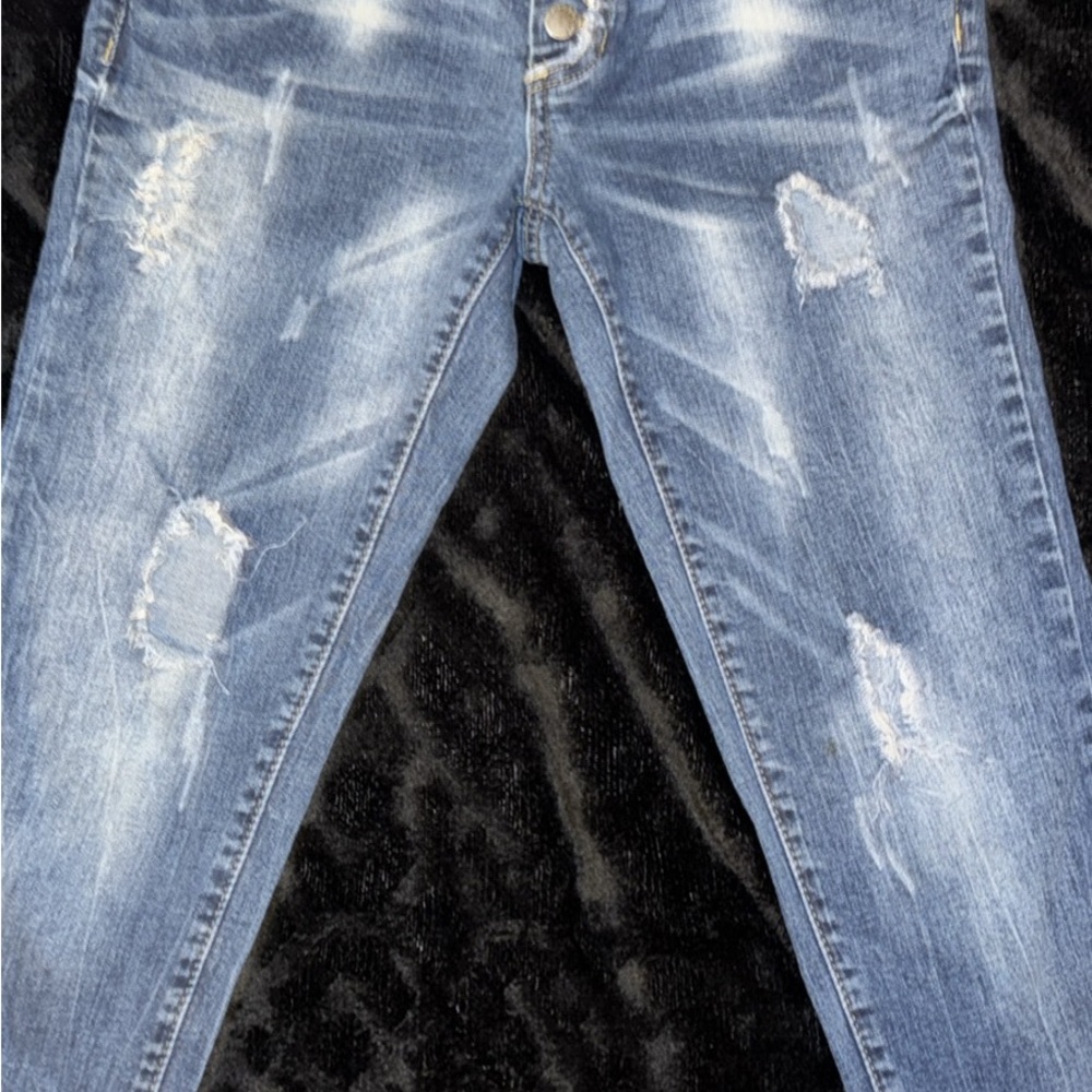 Trendy Blue Distressed Women's Skinny Jeans